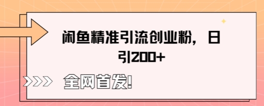 闲鱼精准引流创业粉，轻松日引200+-青年云网创—高质量项目商城