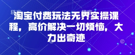 淘宝付费玩法无界实操课程，高价解决一切烦恼，大力出奇迹-青年云网创—高质量项目商城